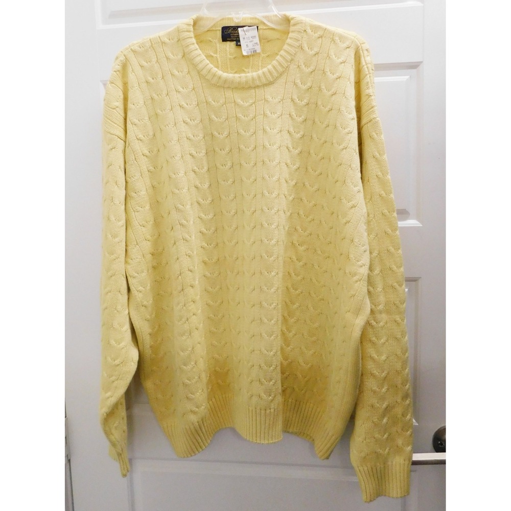 Brooks Brothers Sweater Yellow 100% Cotton Knit sz XL NWT